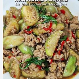 ผัดมะเขือเปราะหมูสับ(กลับข้าว)