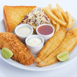 สเต็กปลาดอลลี่ย่างเนย+สเต็กปลาทอด