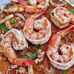 ลาบเส้นแก้ว อกไก่ กุ้ง
