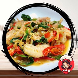 ปลากะพงผัดฉ่า(เป็นกับข้าว)