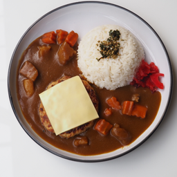 ข้าวแกงกะหรี่ญี่ปุ่นหน้าหมูแฮมเบริ์กชีส