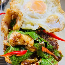 ผัดพริกเผาปลาเก๋า+ไข่ดาว
