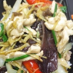 ผัดขิงไก่ราดข้าว