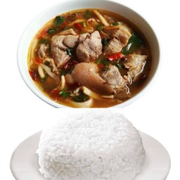 ต้มยำขาหมู+ข้าวเปล่า