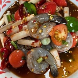 ตำสายบัว+กุ้ง