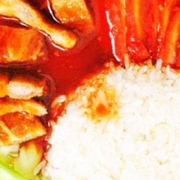 ข้าวหมูแดงหมูกรอบเจ vegan crispy and BBQ meat