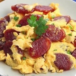 ไข่เจียว กุนเชียง (ไม่มีข้าว) ใส่ไข่เบอร์0 4ฟอง  กุนเชียงจุกๆ