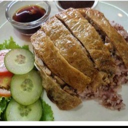 ข้าวหน้าเป็ดเจ duck vegan meat on Rice with clear soup