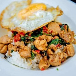 กะเพราไก่+ไข่ดาว