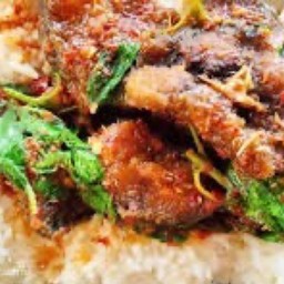ข้าวราดผัดเผ็ดปลาดุก