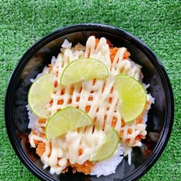 ข้าวไก่ทอดราดซอสมะนาวเลมอน