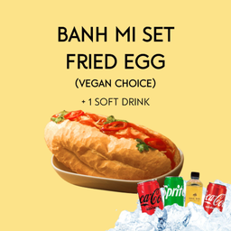 บาแก็ตเวียดนามกับไข่ทอด + เครื่องดื่ม