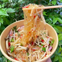 ยำเส้นแก้วเห็ดรวม ไม่ใส่เนื้อสัตว์