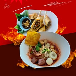 SET เย็นตาโฟต้มยำ+ปอเปี๊ยะหมูสับ