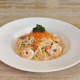 สปาเก็ตตี้ครีมมันกุ้ง