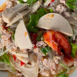 ยําวุ้นเส้นหมูยอ + หมูสับ