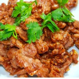 หมูทอดกระเทียมราดข้าว