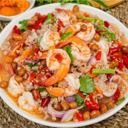 ยําวุ้นเส้น. กุ้ง ,หมูสับ