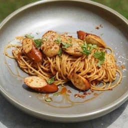 Garlic And Chili Spaghetti With Assorted Sausage 