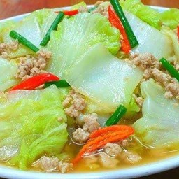 ผักกาดขาวหมูสับราดข้าว
