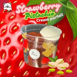 Strawberry pistachio cream parfait