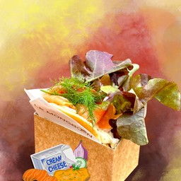 Smoked Salmon Cream Cheese and Friends Burger Pancake