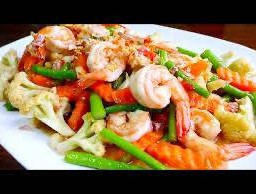 ผัดผักรวม(กับข้าว)ทะเล