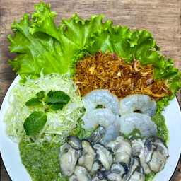 กุ้งแช่น้ำปลา+หอยนางรมกระปุกใหญ่ 1 กระปุก จัดเซ็ทพร้อมหอมเจียว+ผักแกล้มต่างๆ