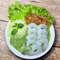 กุ้งแช่น้ำปลา ไซส์ L 9-10 ตัวใหญ่แล้วแต่ไซส์+หอมเจียว+ผักแกล้มต่างๆ