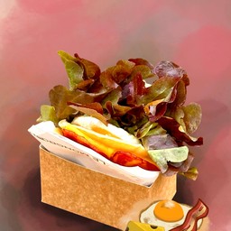 Mongbon Cheese Burger Pancake with bacon&egg