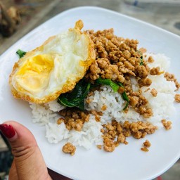 กระเพราหมูสับไข่ดาวไม่พริก