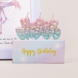 เทียน Happy birthday สีพาสเทล
