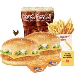 ชุดคอมโบชีสซี่ เบอร์เกอร์ ไก่ & แมคเชคเกอร์ ฟรายส์