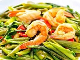 ผัดผักบุ้งกุ้ง(กับข้าว)