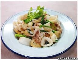 ผัดเห็ดมันหอย(กับข้าว)หมึก