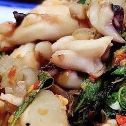 ข้าวกะเพราปลาหมึก