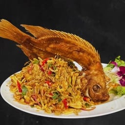 Deep Fried Sea Bass With Spicy Herb Salad