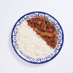 ข้าว+กระเพราหมูกรอบ