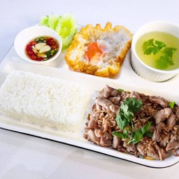 #41 ไก่กระเทียม ข้าวหอมมะลิไดโนเสาร์ (เซ็ตเบนโตะ)