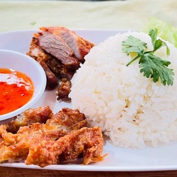 ข้าวมัน หมูทอด,ไก่ทอด