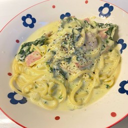 (ใหม่!!)สปาเก็ตตี้แฮมผักโขมชีส