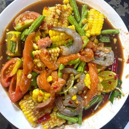 เหลาแซลมอนกุ้งสด