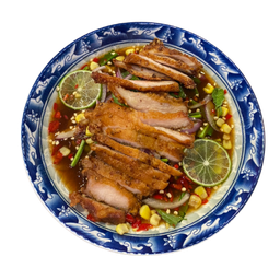 ยำปลาร้าคอหมูทอด