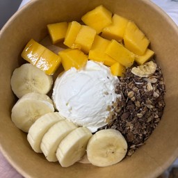 Greek yogurt 1 scoop banana mango and Granola