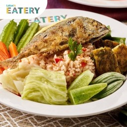 ข้าวคลุกน้ำพริกกะปิ+ปลาทูทอด (ข้าวคลุกน้ำพริกป้าน้อย)