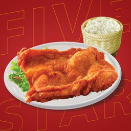 สเต๊กไก่ทอดสไปซี่ พร้อมข้าวเหนียว