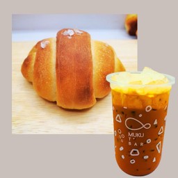 ชาไทยพรีเมี่ยม+ขนมปังเกลือยีสต์ธรรมชาติ