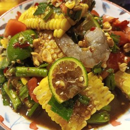 ตำข้าวโพดกุ้งสด สุก