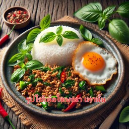 Basil Rice with Minced Pork and Fried Egg