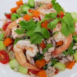 ยำคะน้ากุ้งสด